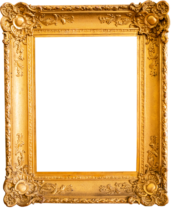 blank vertical baroque carved golden picture frame