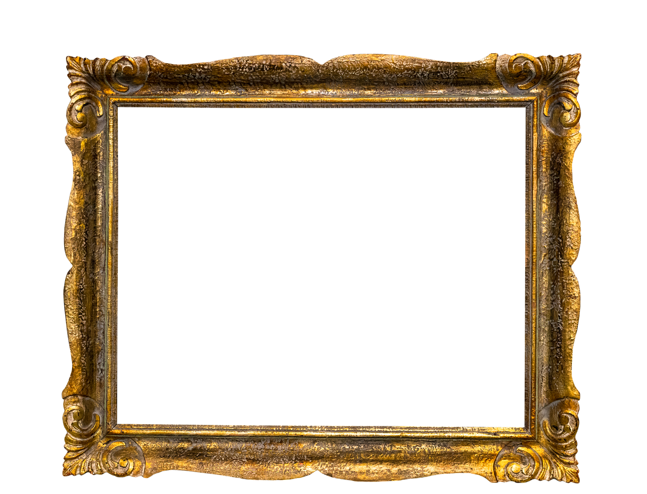 Old Decorative Golden Picture Frame Isolated